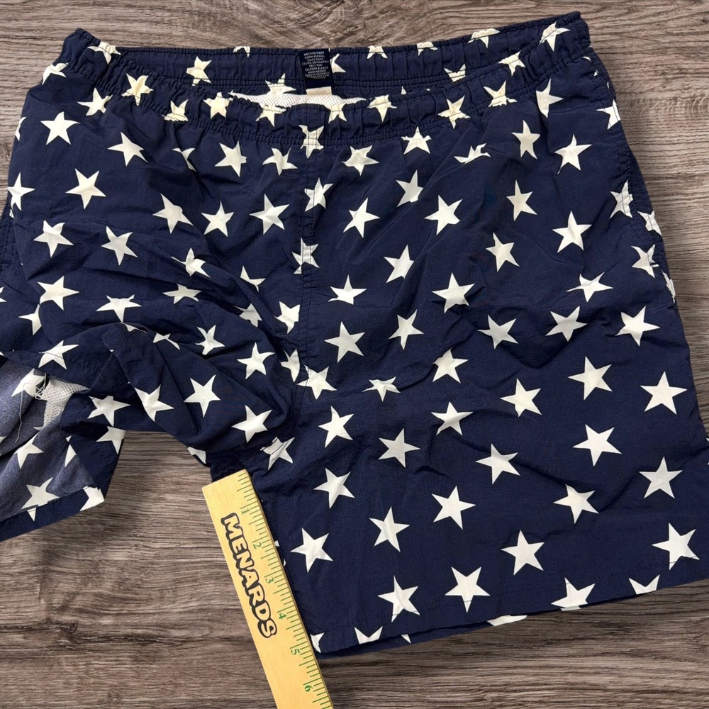 Vtg Lands End Swim Trunks Mens M 32-34 Navy Blue White Star Mesh Lining USA Made - Picture 6 of 12